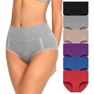 6 Pack Cotton High Waisted Soft Womens Underwear  Panties Plus Sizes